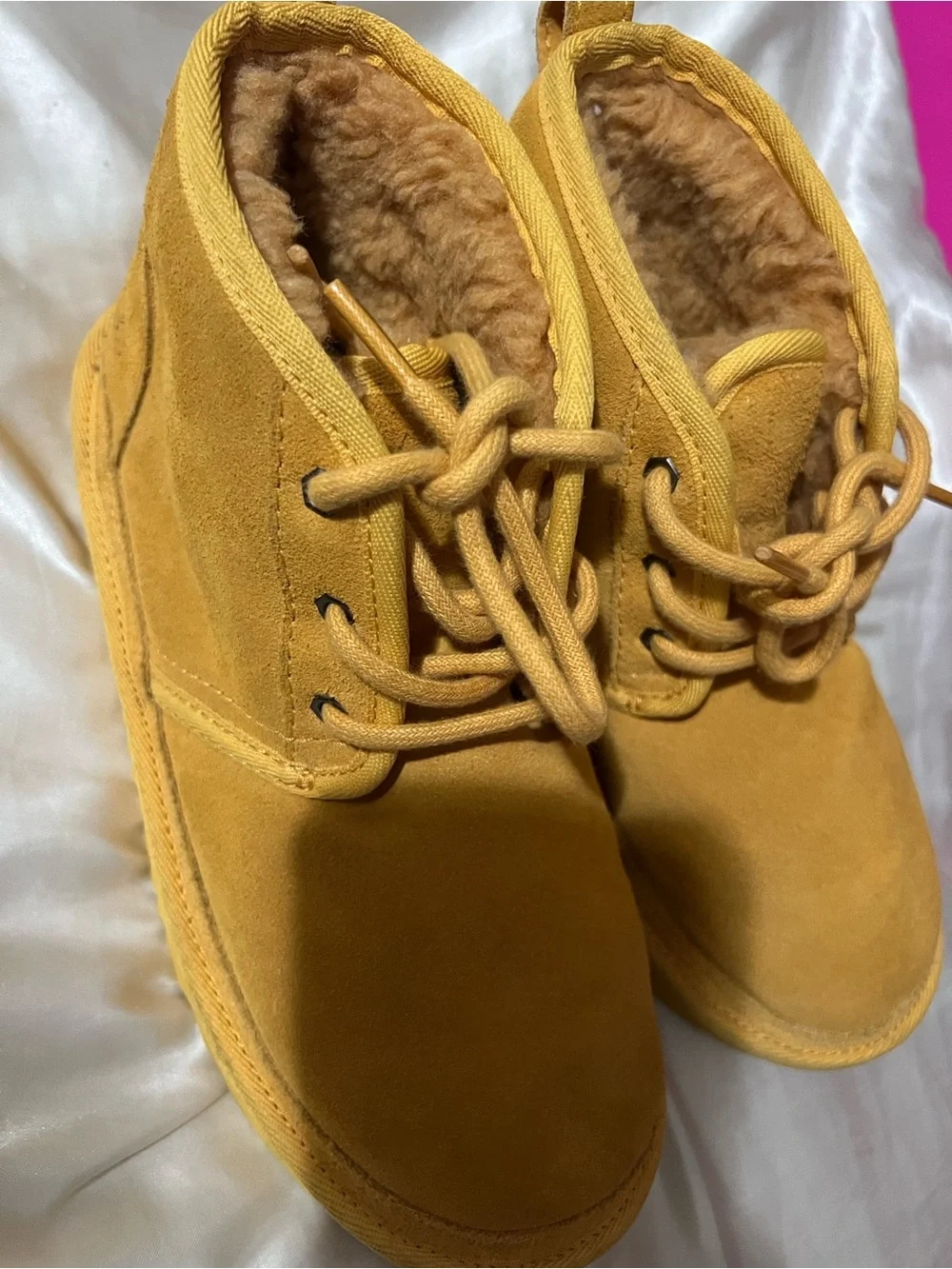 UGG Kids Mustard Suede Lace-Up Boots